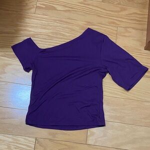 SHEIN Purple Asymmetrical Off-Shoulder Short Sleeve Top